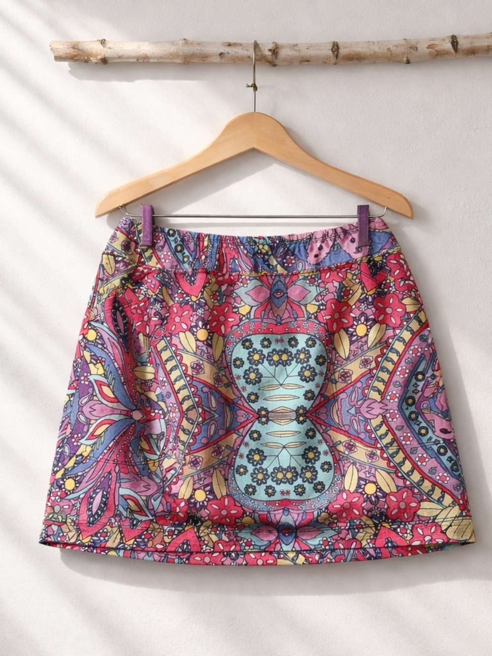 Skinz Paisley Floral Mini Skirt - Pink, Blue, Yellow - Picture 1 of 3